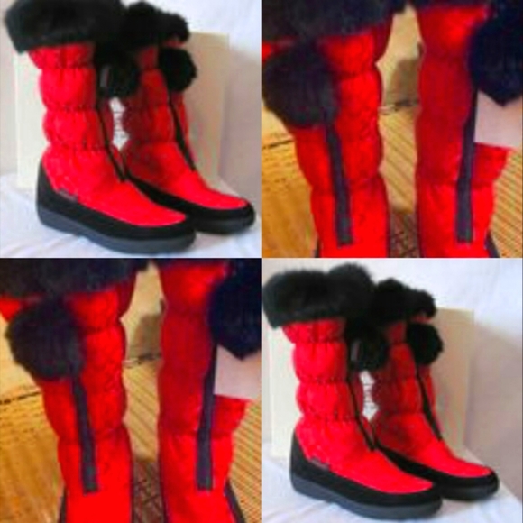 NEW SIG C MID HIGH WINTER BOOTS REAL BLACK RABBIT FUR SIZE 6.5